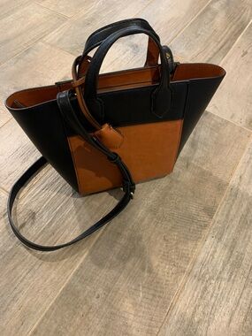 Classic J. Crew Leather Crossbody Bag - Black & Brown